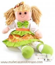 Waldorf rag doll green - Lina - 35cm.