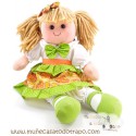 Waldorf rag doll green - Lina - 35cm.