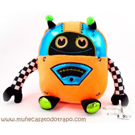 Muñeco de Peluche Robot Naranja y Azul - 25 cm