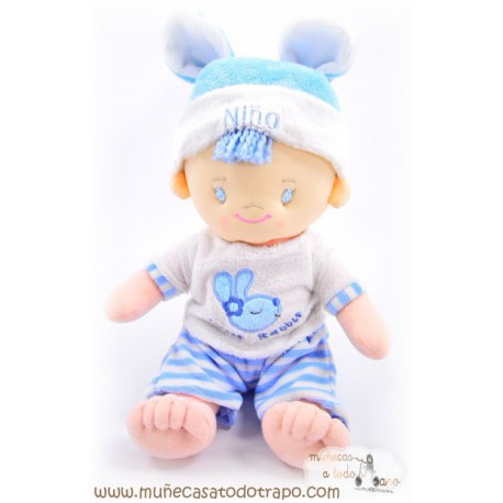 Muñeco de trapo - Niño azul - 28 cm