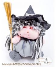 The gray witch rag doll - The Buñuela Brujita - 23 cm.